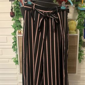 High-Rise Wide-Leg Flowy Pinstripe Pants